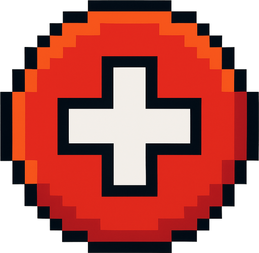 pixel art circle health button.
In-Game asset.  2d.  High contrast.  No shadows