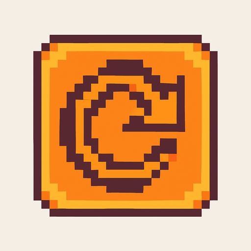pixelart roling arrow button orange color.
In-Game asset.  2d.  High contrast.  No shadows