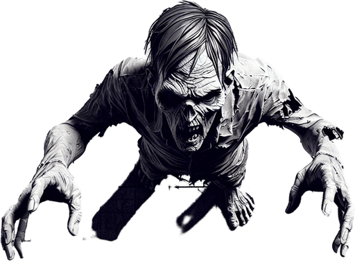 Zombie seen from above. Arms in front of it
Single Game Texture. In-Game asset. 2d. Blank background. High contrast. No shadows.