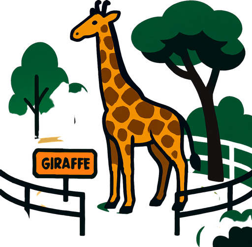 A giraffe exhibit.
In-Game asset.  2d.  High contrast.  No shadows