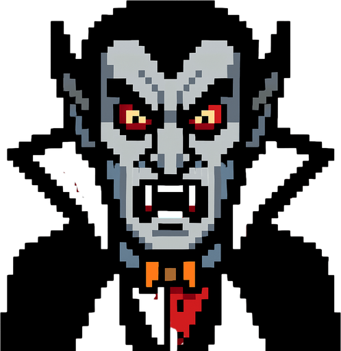Vampire baron evil pixel.
In-Game asset.  2d.  High contrast.  No shadows