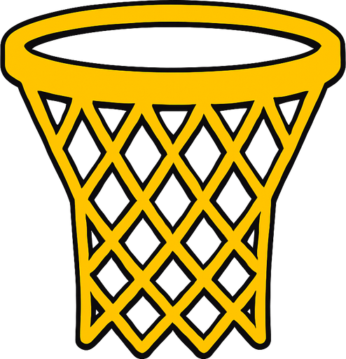 Make me a 2d basketball hoop net in yellow color.
In-Game asset.  2d.  High contrast.  No shadows