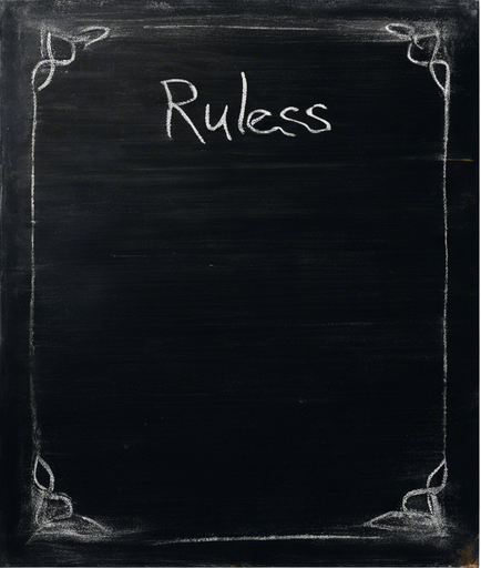 "RULES" handwritten in chalk