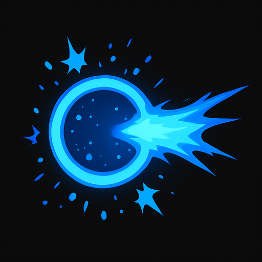 Blue circle magic attack.
In-Game asset.  2d.  High contrast.  No shadows