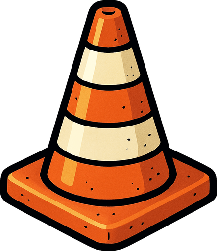 traffic cone.
In-Game asset.  2d.  High contrast.  No shadows