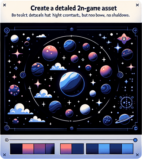 Space, highly detailed Single Game Texture. In-Game asset. 2d. Blank background. High contrast. No shadows.