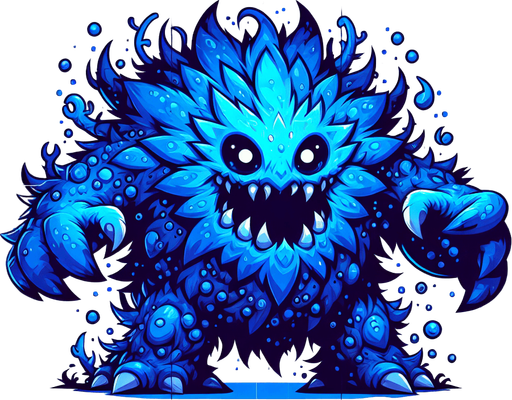 monster blu.
Single Game Texture.  In-Game asset.  2d.  Blank background.  High contrast.  No shadows