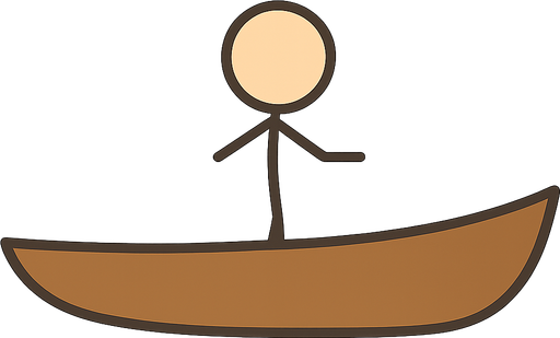 person on a cano. No background. Transparent background. Blank background. No shadows. 2d. In-Game asset. flat