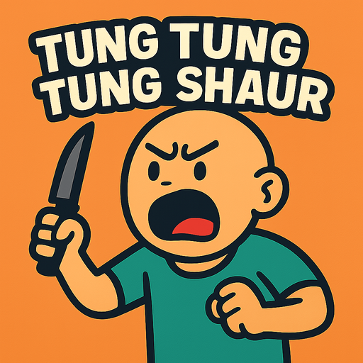 tung tung tung shaur meme.
In-Game asset.  2d.  High contrast.  No shadows