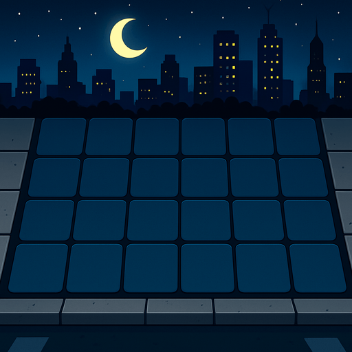 Make it nighttime with a city skyline