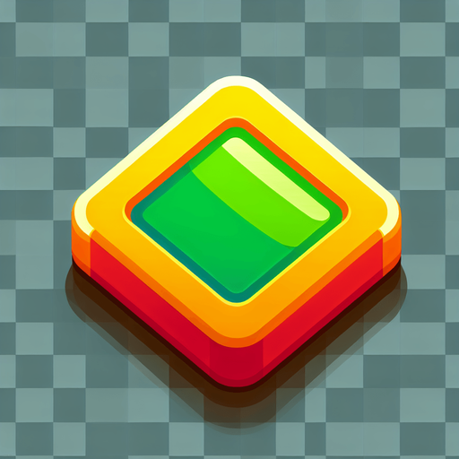 Simple flat icon, 200x200pixels, one bright color square with border. No shadows, top down view, transparent background.
Single Game Texture. In-Game asset. 2d. Blank background. High contrast. No shadows.