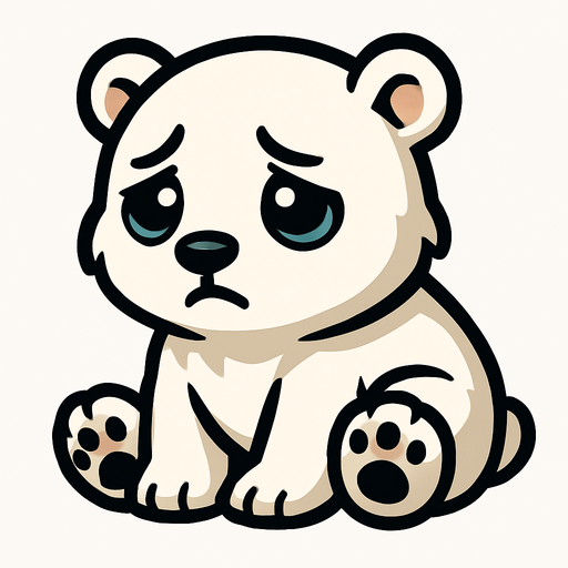Sad baby polar bear.
In-Game asset.  2d.  High contrast.  No shadows