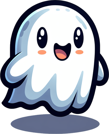 A ghost in cartoon style.
Single Game Texture. In-Game asset. 2d. Blank background. High contrast. No shadows.