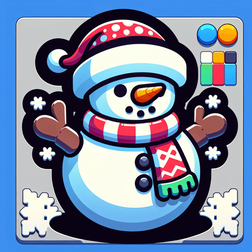 a christmas snow man. plastic style. Single Game Texture. In-Game asset. 2d. Blank background. High contrast. No shadows.