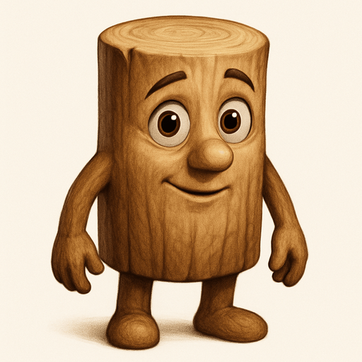 La imagen es una ilustración digital de un personaje animado que parece ser un trozo de madera o un objeto de madera con características humanoides y una expresión amigable pero algo peculiar.

Aquí una descripción detallada:

Cuerpo Principal (Tronco): El cuerpo principal del personaje es un cilindro de madera de color marrón claro, con una textura que sugiere vetas de madera. La parte superior es redondeada, formando la "cabeza".

Ultra Realista

Rostro: La "cabeza" tiene un rostro con rasgos humanos:

Ojos: Dos ojos grandes y redondos, con iris marrones y pupilas negras que miran ligeramente hacia el lado izquierdo del personaje. Tienen un brillo que les da un aspecto vívido.

Cejas: Cejas finas y elevadas, que contribuyen a la expresión de sorpresa o curiosidad.

Nariz: Una nariz pequeña y estilizada que sobre.
In-Game asset.  2d.  High contrast.  No shadows. Ultra Realista. Ultra Realista