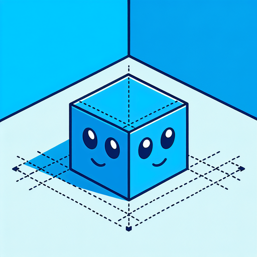 blue box with face.
No shadows