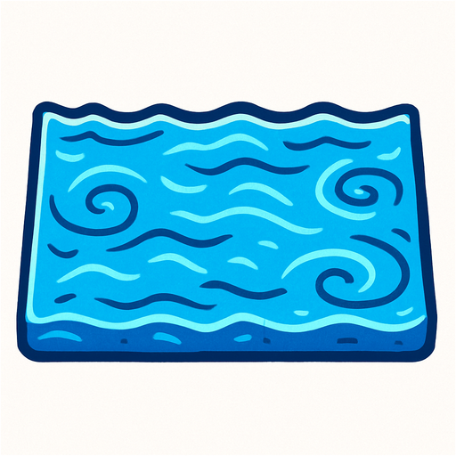 Agua en forma de rectángulo.
In-Game asset.  2d.  High contrast.  No shadows