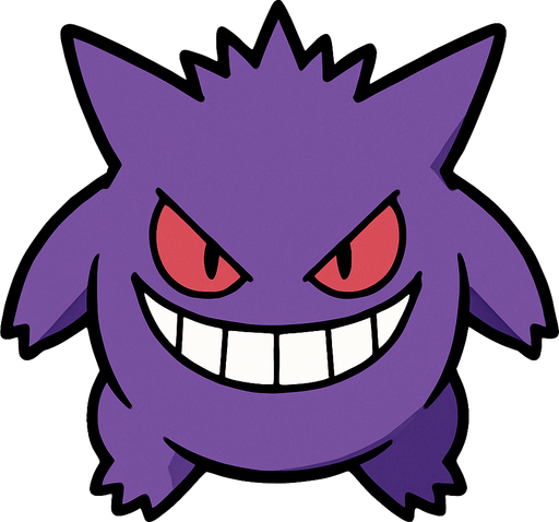 Gengar visto desde arriba.
In-Game asset.  2d.  High contrast.  No shadows
