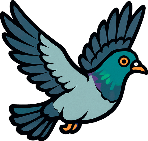 pigeon flying.
In-Game asset.  2d.  High contrast.  No shadows