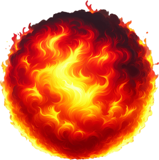 Fireball.
Single Game Texture. In-Game asset. 2d. Blank background. High contrast. No shadows.