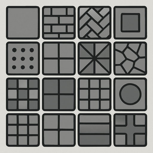 Make grey tiles.
In-Game asset.  2d.  High contrast.  No shadows