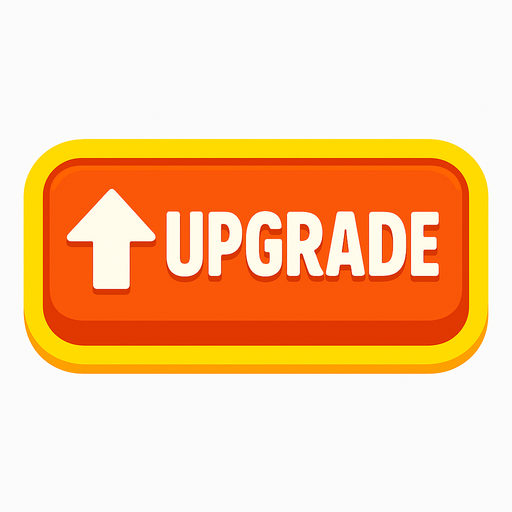 upgrade button.
In-Game asset.  2d.  High contrast.  No shadows