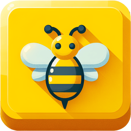 a yellow bee.
Single Game Texture. In-Game asset. 2d. Blank background. High contrast. No shadows.