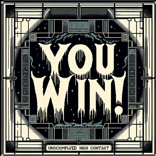 Ghost camera game win screen. YOU WIN! Horror game asset
Single Game Texture. In-Game asset. 2d. Blank background. High contrast. No shadows.