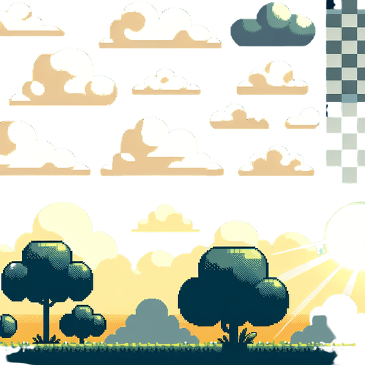 clouds pixelated.
Single Game Texture. In-Game asset. 2d. Blank background. High contrast. No shadows.