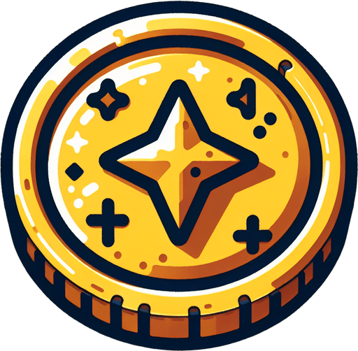 coin.
Single Game Texture. In-Game asset. 2d. Blank background. High contrast. No shadows.