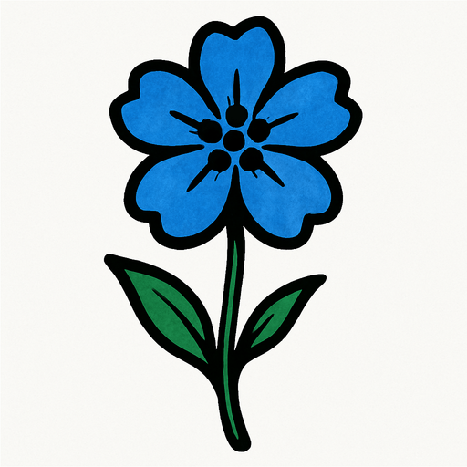 Blue flower with stem.
In-Game asset.  2d.  High contrast.  No shadows