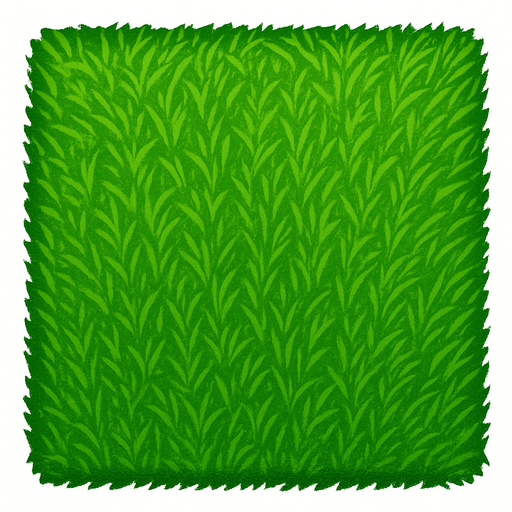 Un cuadrado verde sin contorno y con textura de cesped.
In-Game asset.  2d.  High contrast.  No shadows