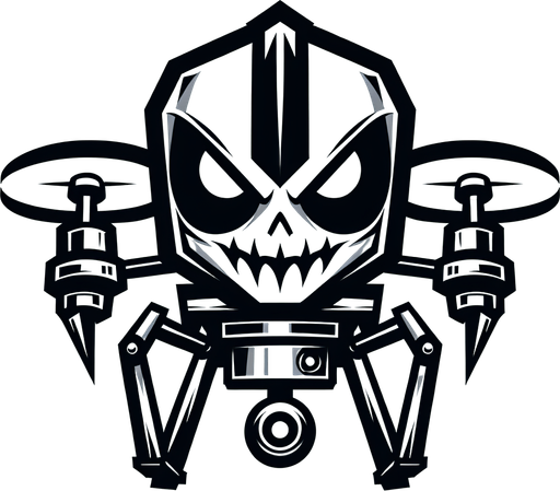A evil cartoon drone.
Single Game Texture. In-Game asset. 2d. Blank background. High contrast. No shadows.