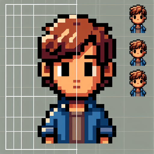 Make an 8 bit boy.
Single Game Texture.  In-Game asset.  2d.  Blank background.  High contrast.  No shadows