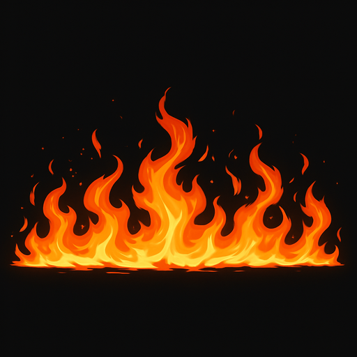 Genera una línea horizontal de fuego con detalles ígneos!.
In-Game asset.  2d.  High contrast.  No shadows