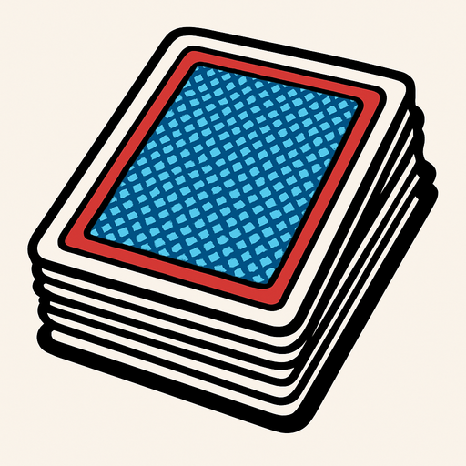 Pila de cartas visto desde atras.
In-Game asset.  2d.  High contrast.  No shadows
