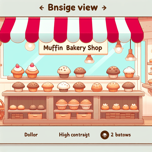 Cute simple 2d Muffin bakery shop from inside.
2d. High contrast. No shadows. Clicker background asset, Flat, few details, few colors