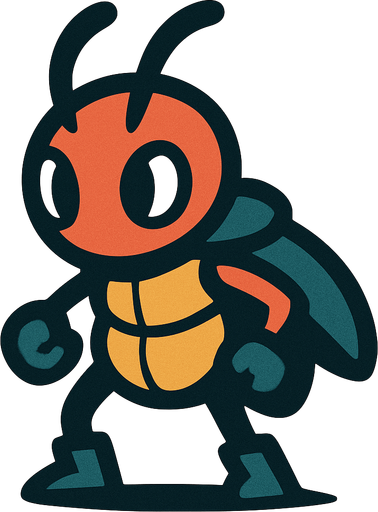 Tiny bug man.
In-Game asset.  2d.  High contrast.  No shadows