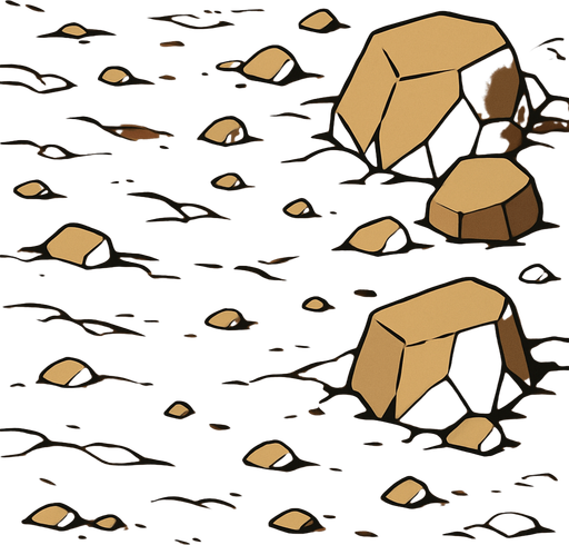2d anime image tanah dan bebatuan.
In-Game asset.  2d.  High contrast.  No shadows