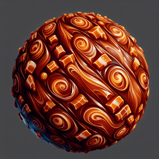 Toffee.
Single Game Texture. In-Game asset. 2d. Blank background. High contrast. No shadows.