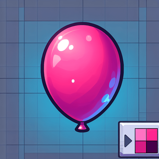 pembe balon.
Single Game Texture.  In-Game asset.  2d.  Blank background.  High contrast.  No shadows