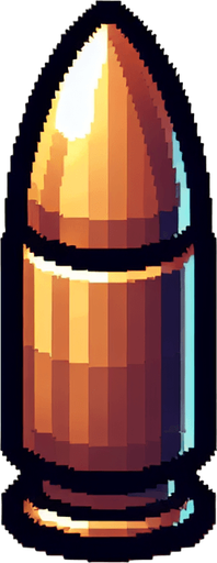 create a small bullet projectile.
Single Game Texture. In-Game asset. 2d. Blank background. High contrast. No shadows.