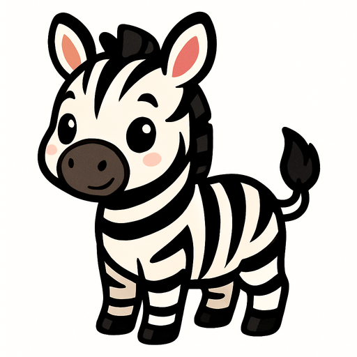 Cute zebra.
In-Game asset.  2d.  High contrast.  No shadows