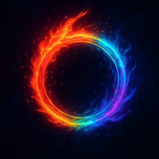 Ability icon 'Fire ring' . cyberpunk. abstract. Futuer. different colors. HD colors