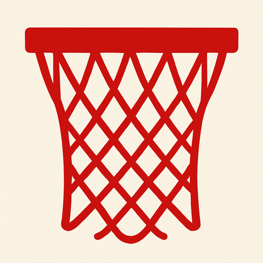 Make me a 2d basketball hoop net in red color. In-Game asset. 2d. High contrast. No shadows.
In-Game asset.  2d.  High contrast.  No shadows