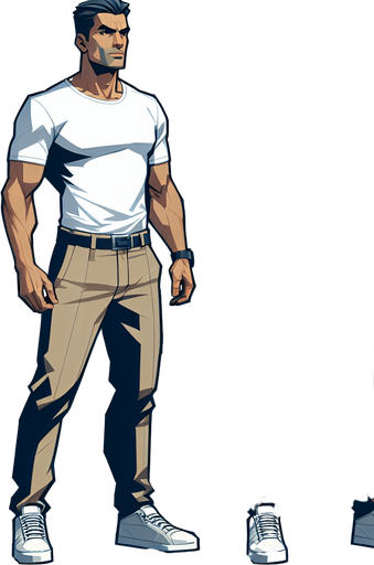 Full body human.
Single Game Texture. In-Game asset. 2d. Blank background. High contrast. No shadows.