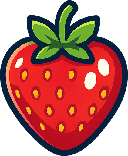 Shiney strawberry vector.
In-Game asset.  2d.  High contrast.  No shadows
