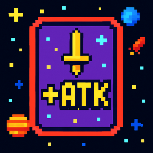 Пиксельная карта усиления атаки космос битва.
In-Game asset.  2d.  High contrast.  No shadows