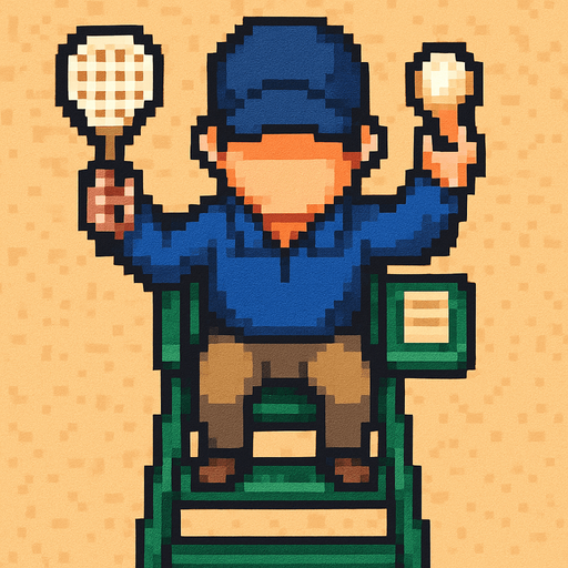 tennis referee, Top-down perspective, pixelart.
In-Game asset.  2d.  High contrast.  No shadows