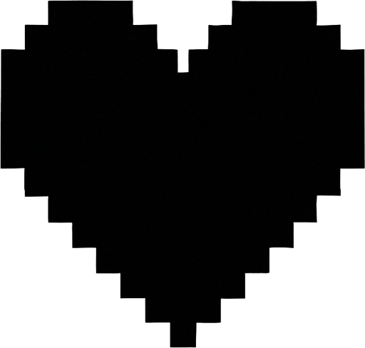 Basit pixel artla yapılmış siyah bir kalp.
In-Game asset.  2d.  High contrast.  No shadows